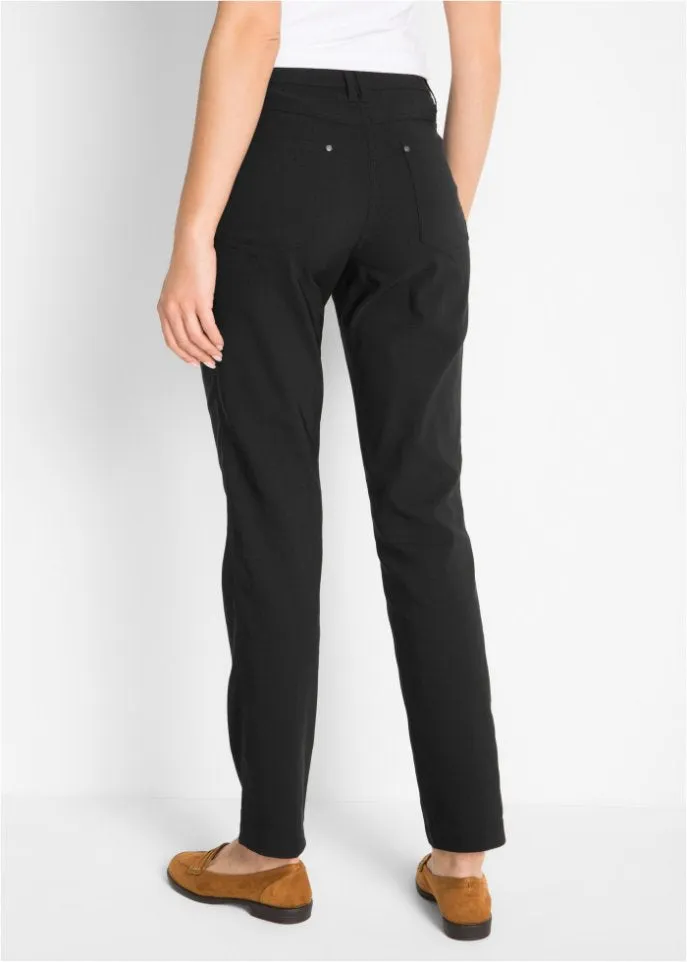 Bengal stretch trousers with a comfortable straight belt Bpc Bonprix Collection, black