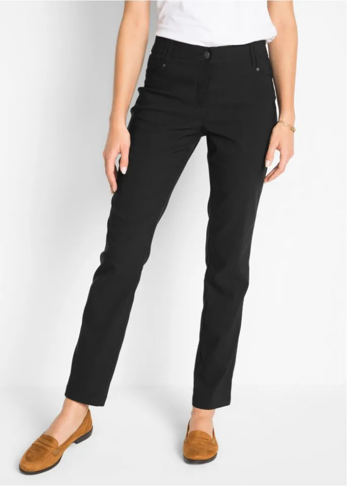 Bengal stretch trousers with a comfortable straight belt Bpc Bonprix Collection, black