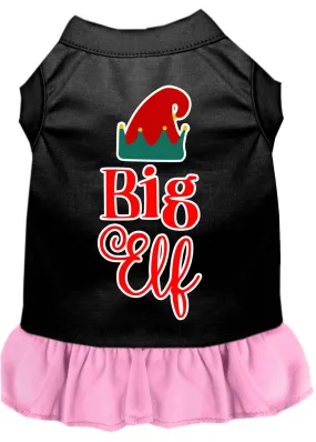 Big Elf Screen Print Dog Dress Black With Light Pink Med