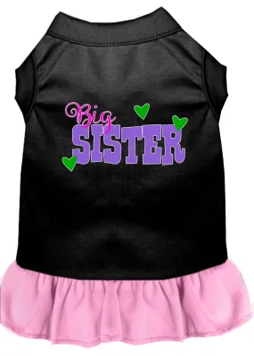 Big Sister Screen Print Dog Dress Black With Light Pink Sm