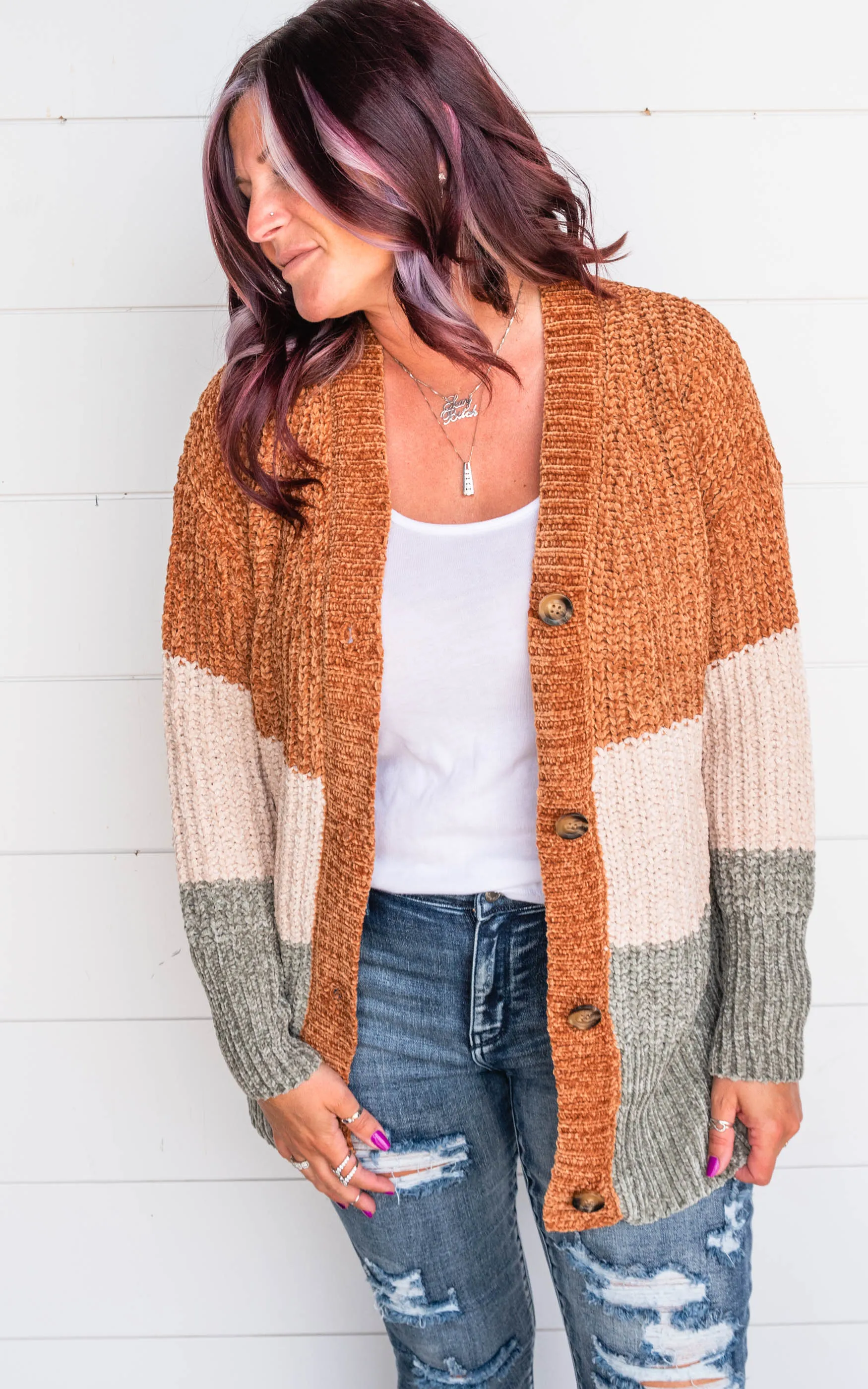 Blissfully Comfy Camel Colorblock Cardigan - Final Sale