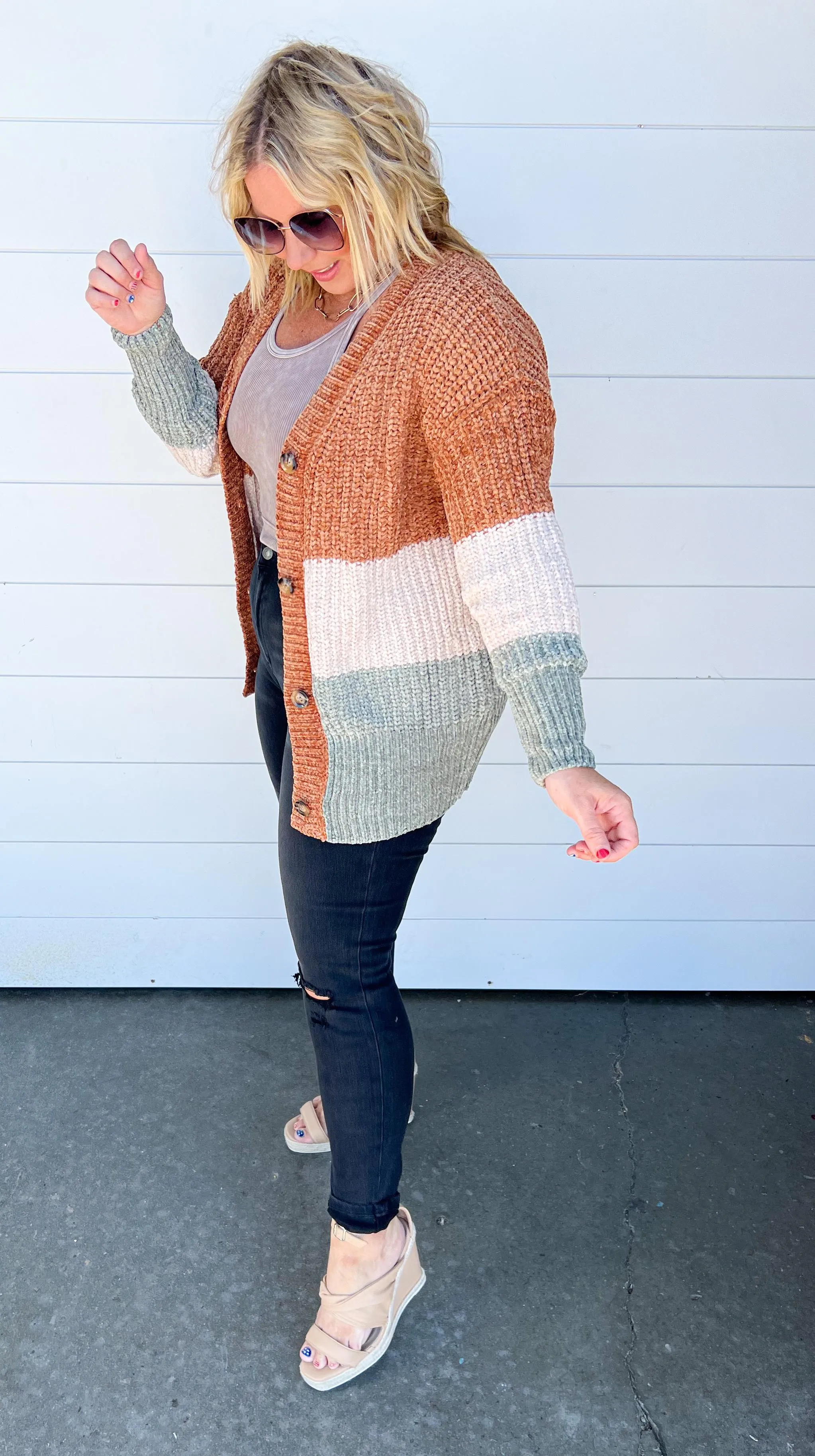 Blissfully Comfy Camel Colorblock Cardigan - Final Sale