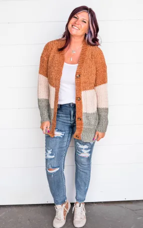 Blissfully Comfy Camel Colorblock Cardigan - Final Sale