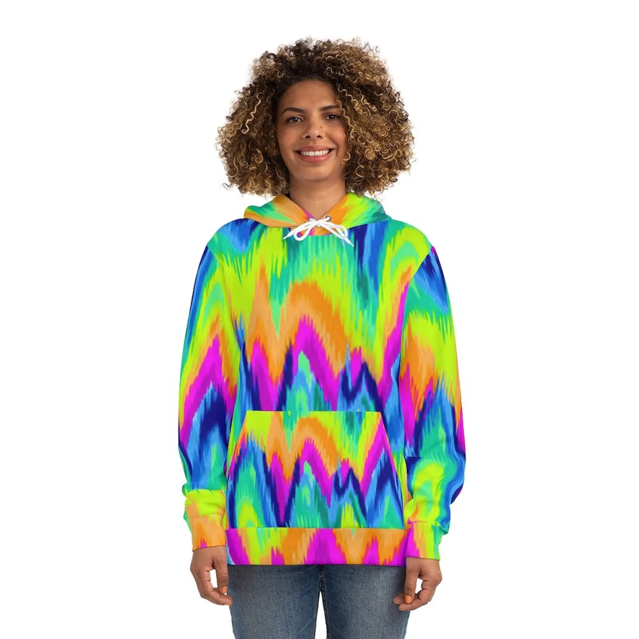 Bynelo Neon Tie Dye Unisex Fashion Hoodie