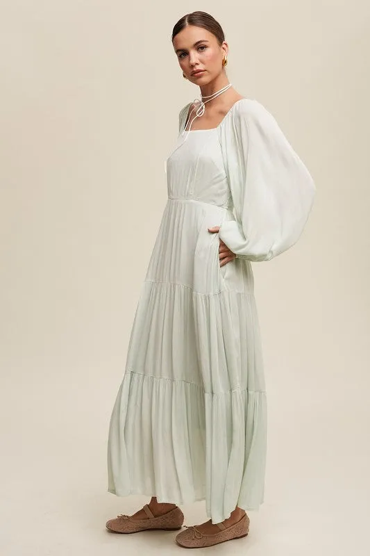 Dewmist Square Neck Tiered Maxi Dress