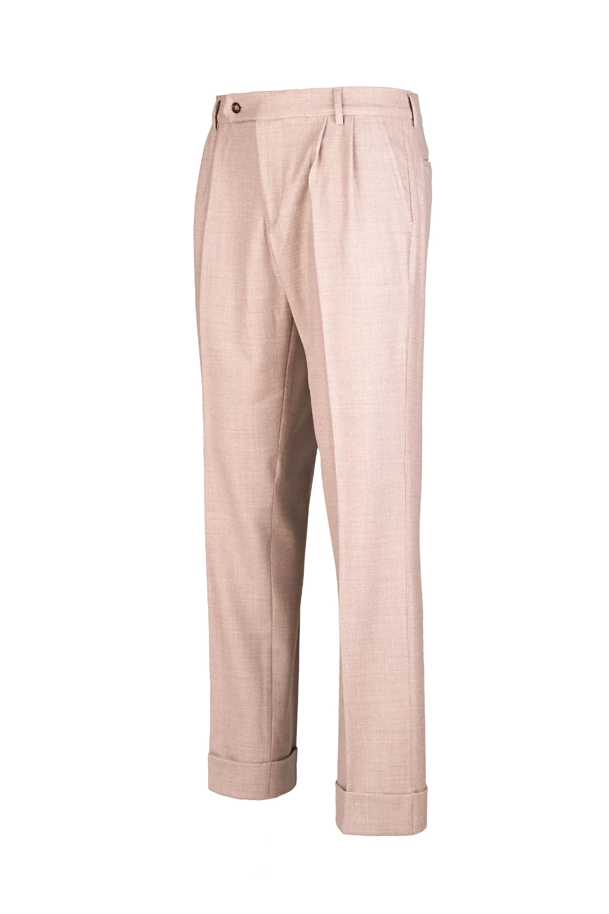 Double-Pleats Merino Wool Trousers