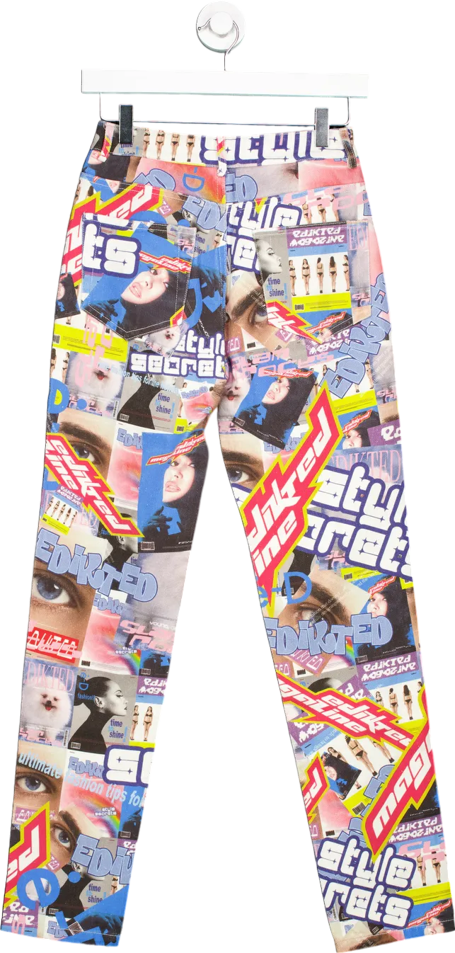 Edikted Multicolour Graphic Print Trousers UK XS