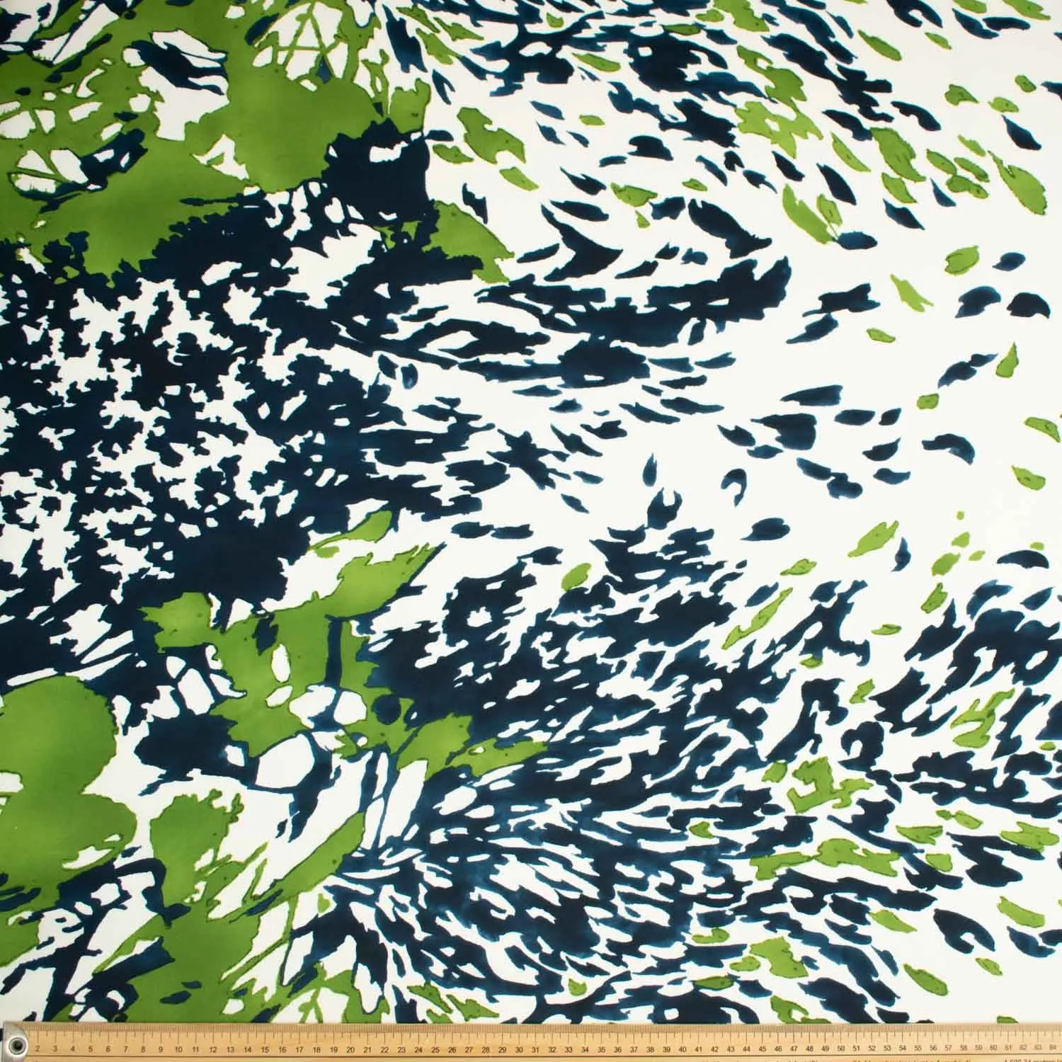 Fenina Crepe Prints Design-2 Green & Navy Abstract on White