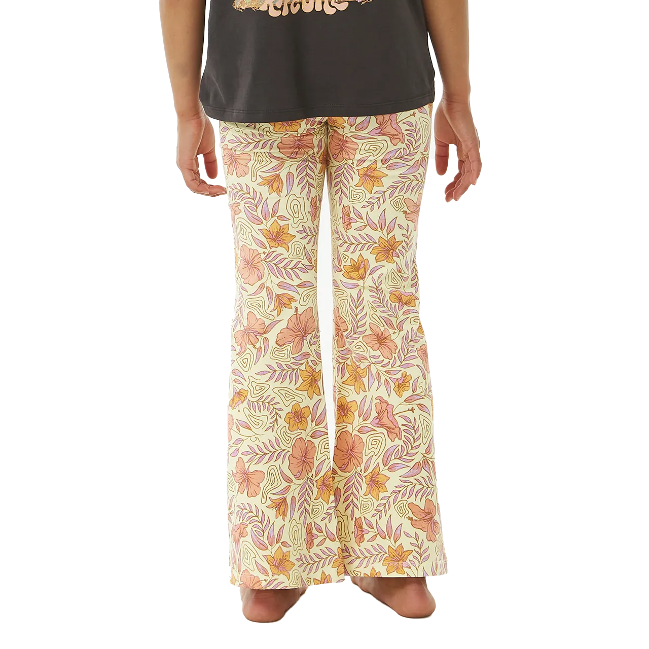 Girls Tropic Floral Bell Trousers in Lemon Ice