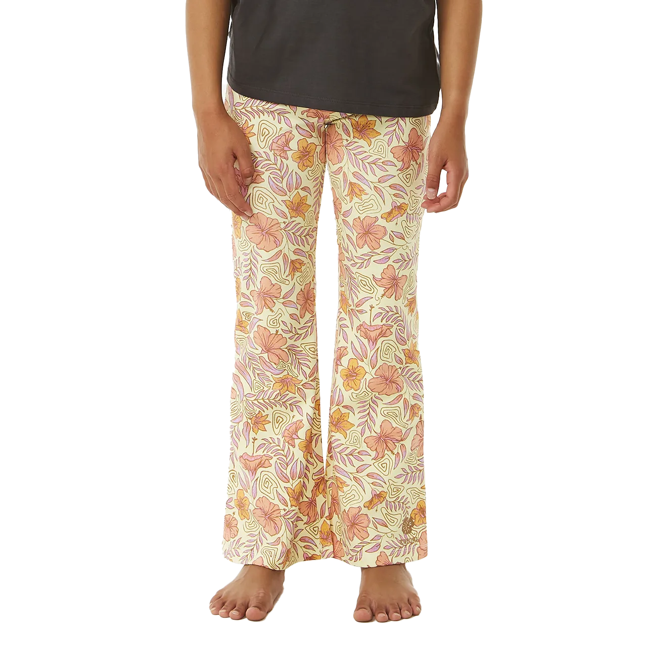 Girls Tropic Floral Bell Trousers in Lemon Ice