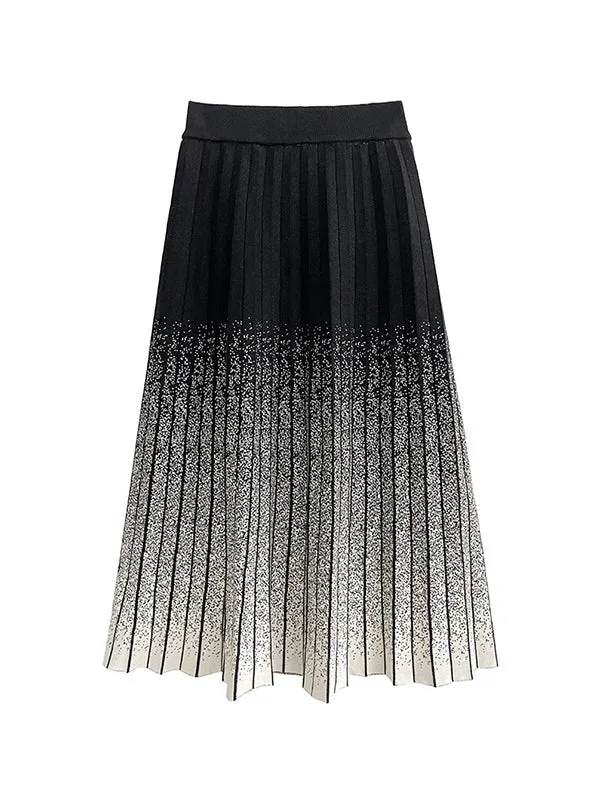 Gradient Pleated A-Line Loose Skirts Bottoms