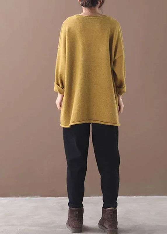 Handmade Yellow Pockets Warm Fall Knit Top