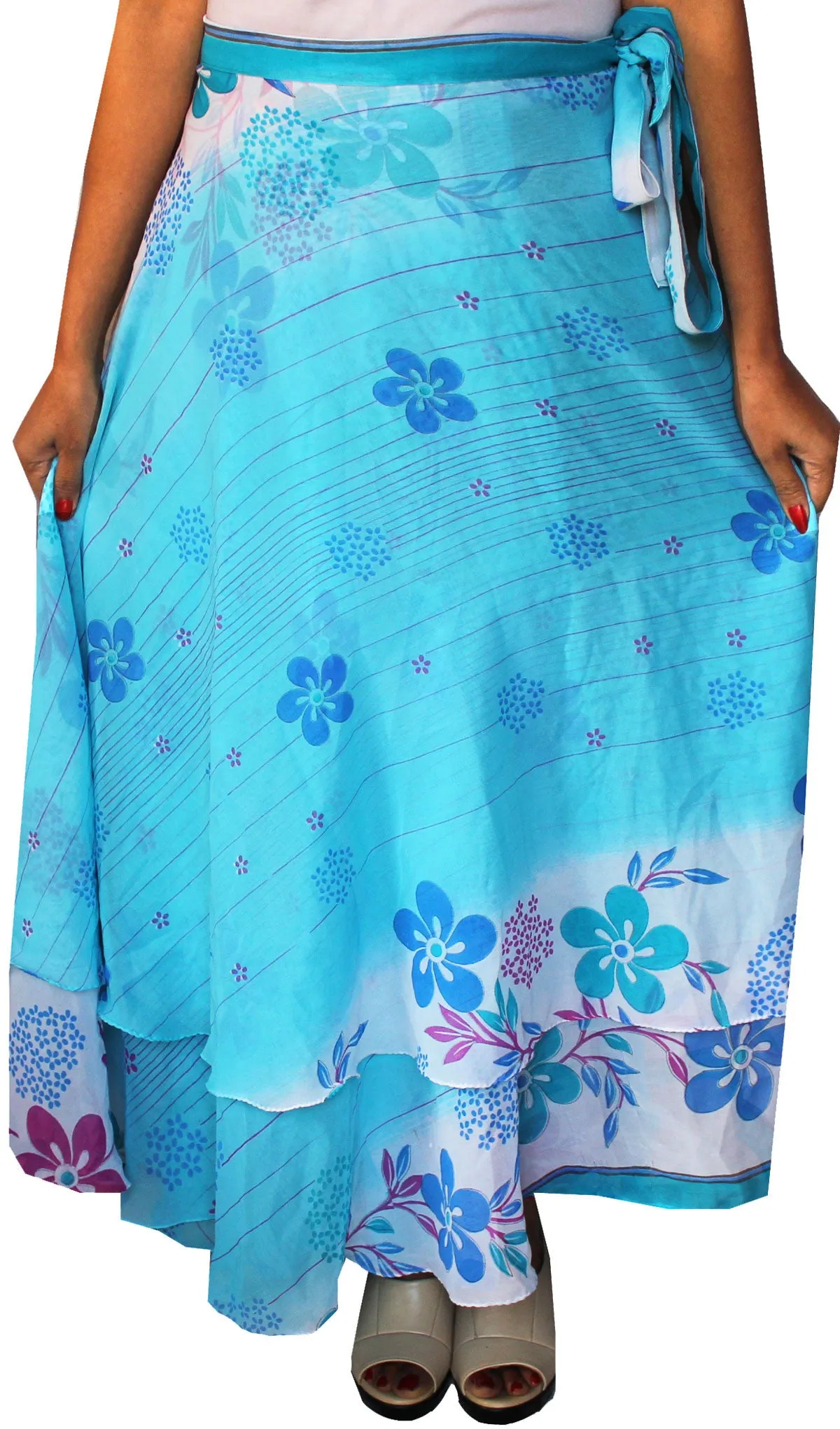 Indian Skirt Womens Magic Long Wrap Around (Blue)