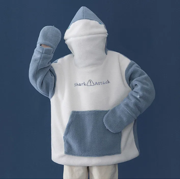 Kawaii Fluffy Shark Hoodie - Dive into Cozy Cute