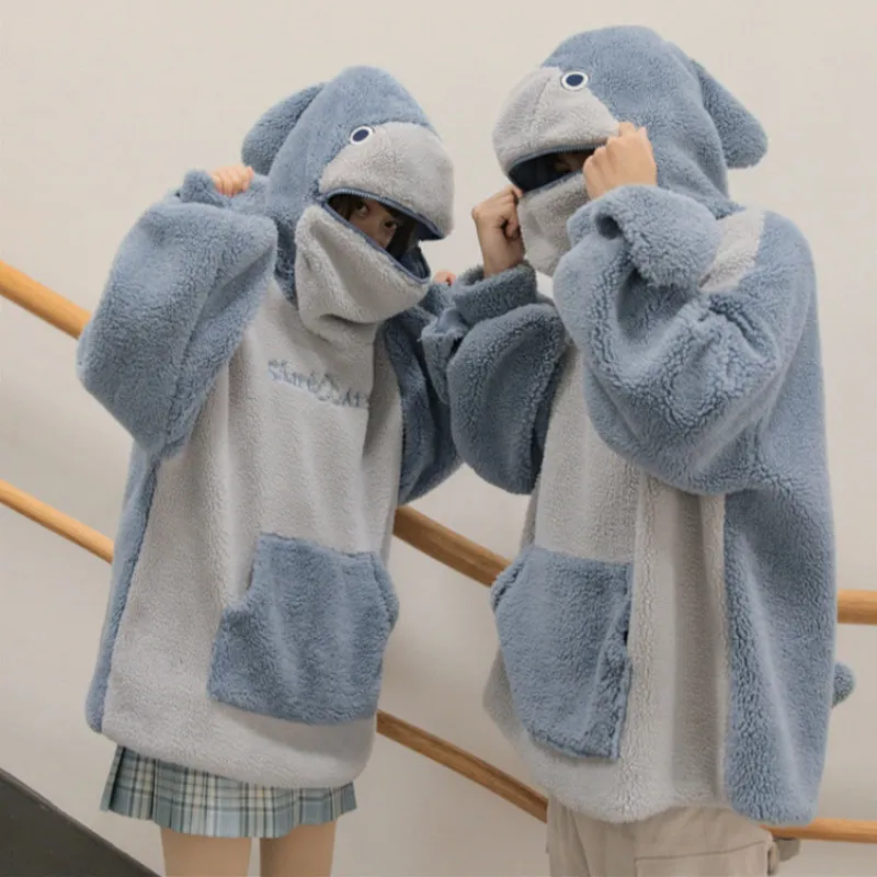 Kawaii Fluffy Shark Hoodie - Dive into Cozy Cute