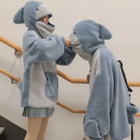 Kawaii Fluffy Shark Hoodie - Dive into Cozy Cute