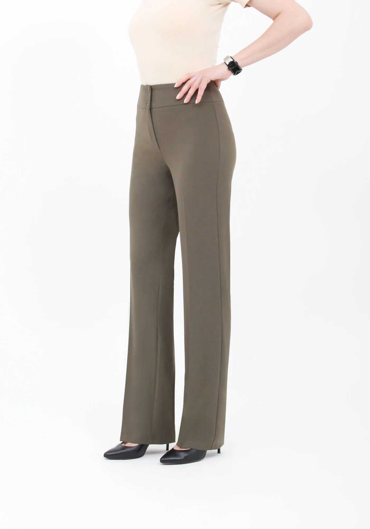 Khaki Straight Leg Fit All Day Comfortable Dress Pants