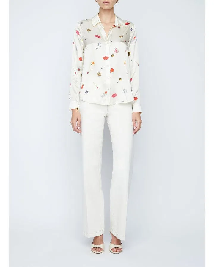 L'Agence Tyler Heart Jewel Print Silk Blouse