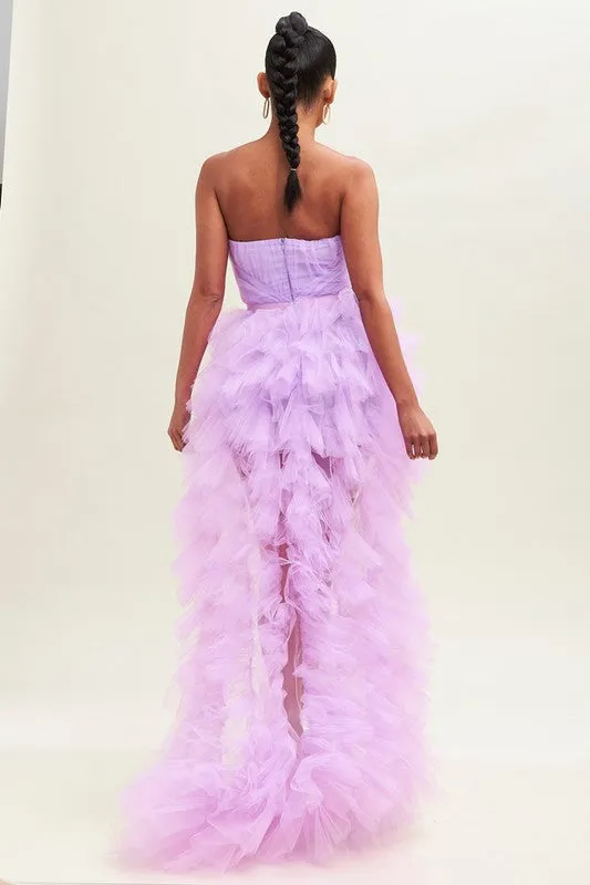 Lavender Tulle Layers Mesh Dress