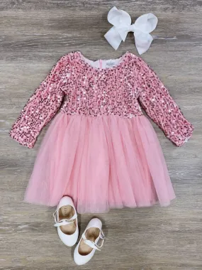 Light Pink Sequin Velvet & Chiffon Girls Special Occasion Tutu Dress