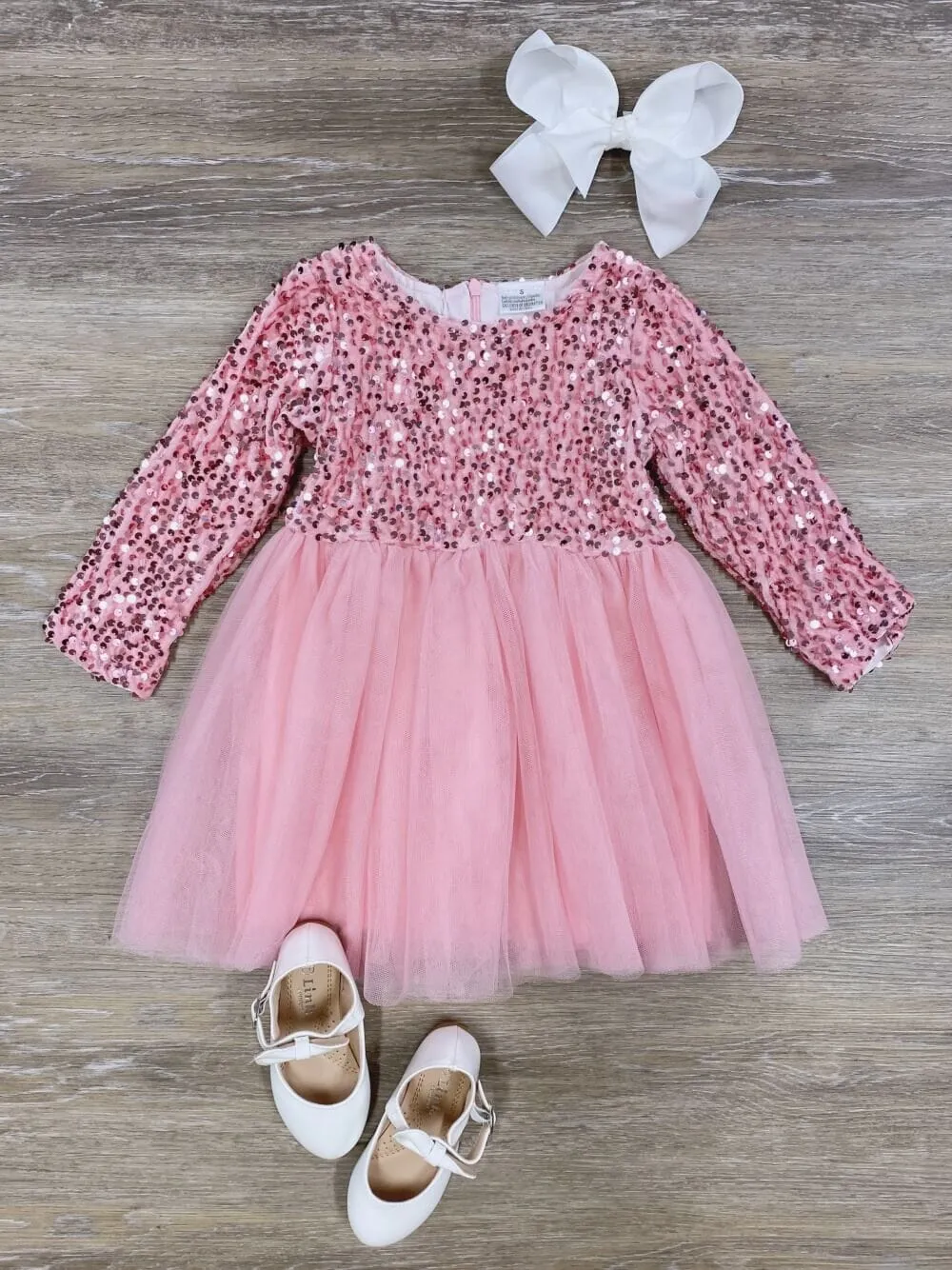 Light Pink Sequin Velvet & Chiffon Girls Special Occasion Tutu Dress