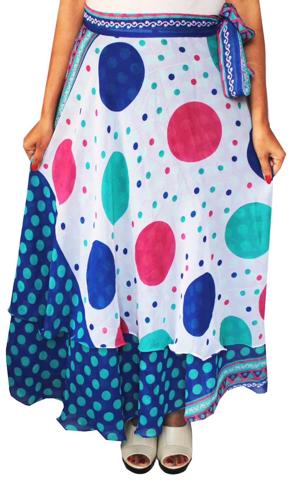 Long Indian Skirt Womens Beach Wrap Around India Clothing (Blue)