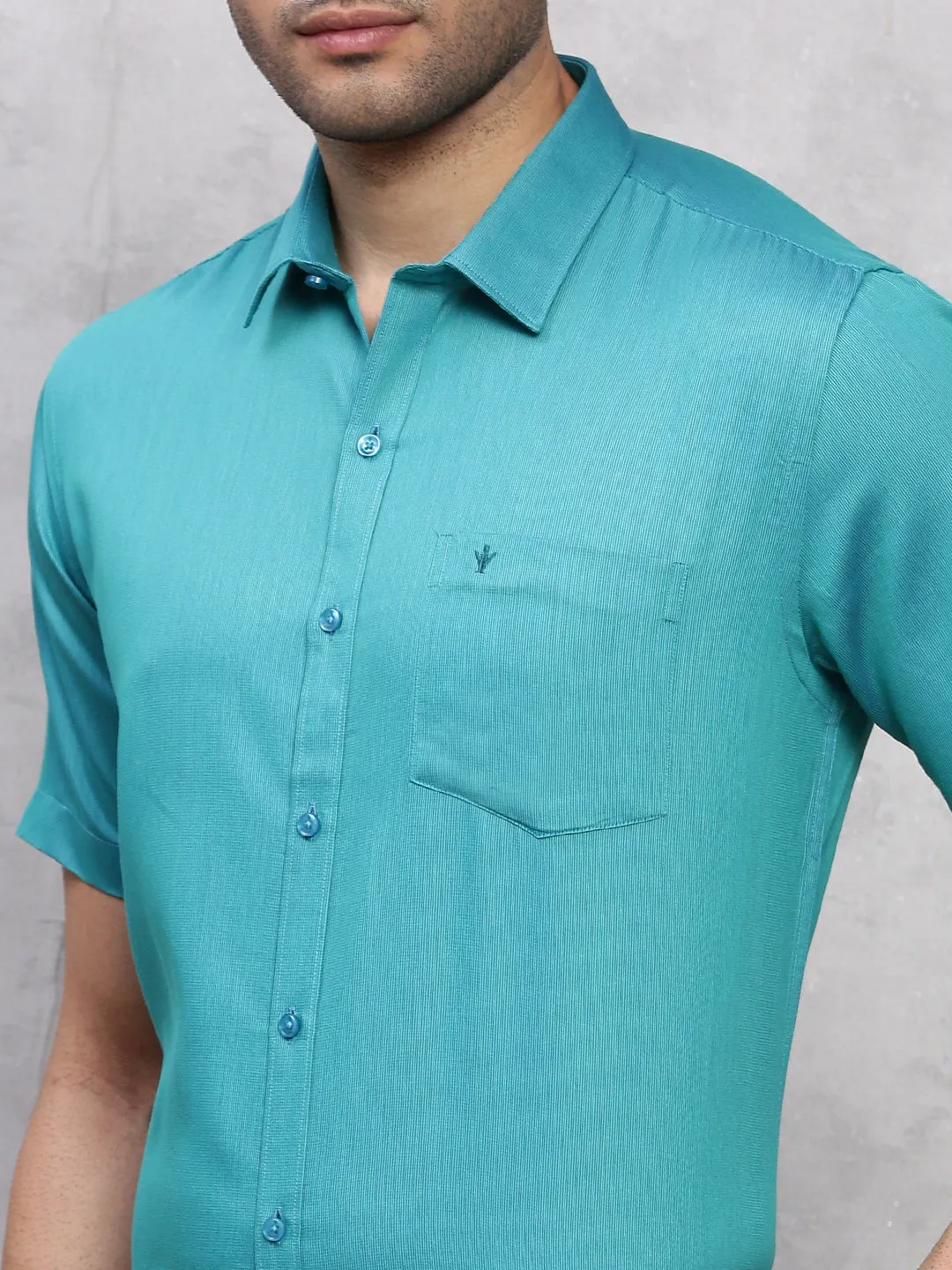 Men Cotton Rich Shirt Pine Green TZ6