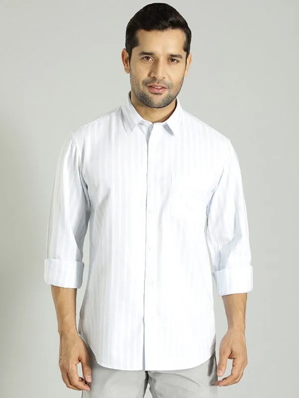 Men Striped Full Sleeve Cotton Blend Shirt