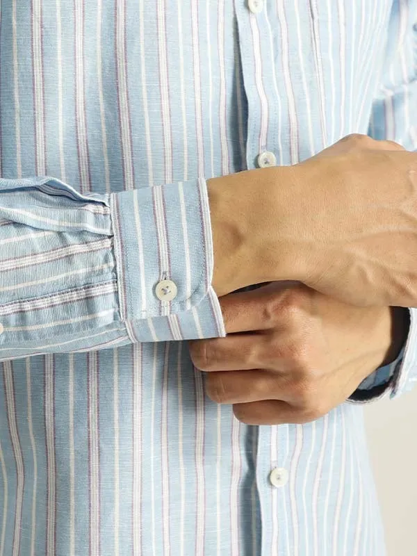 Men Striped Full Sleeve Linen Blend Shirt