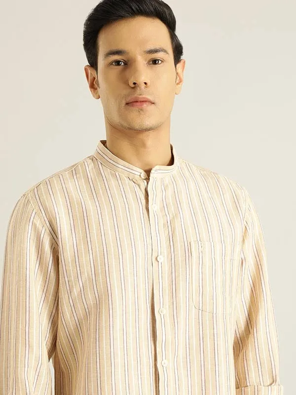 Men Striped Full Sleeve Linen Blend Shirt