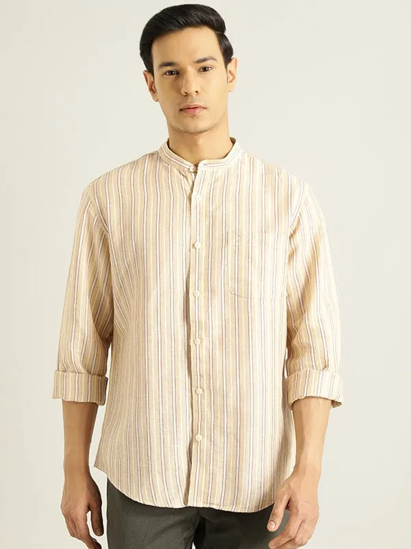 Men Striped Full Sleeve Linen Blend Shirt