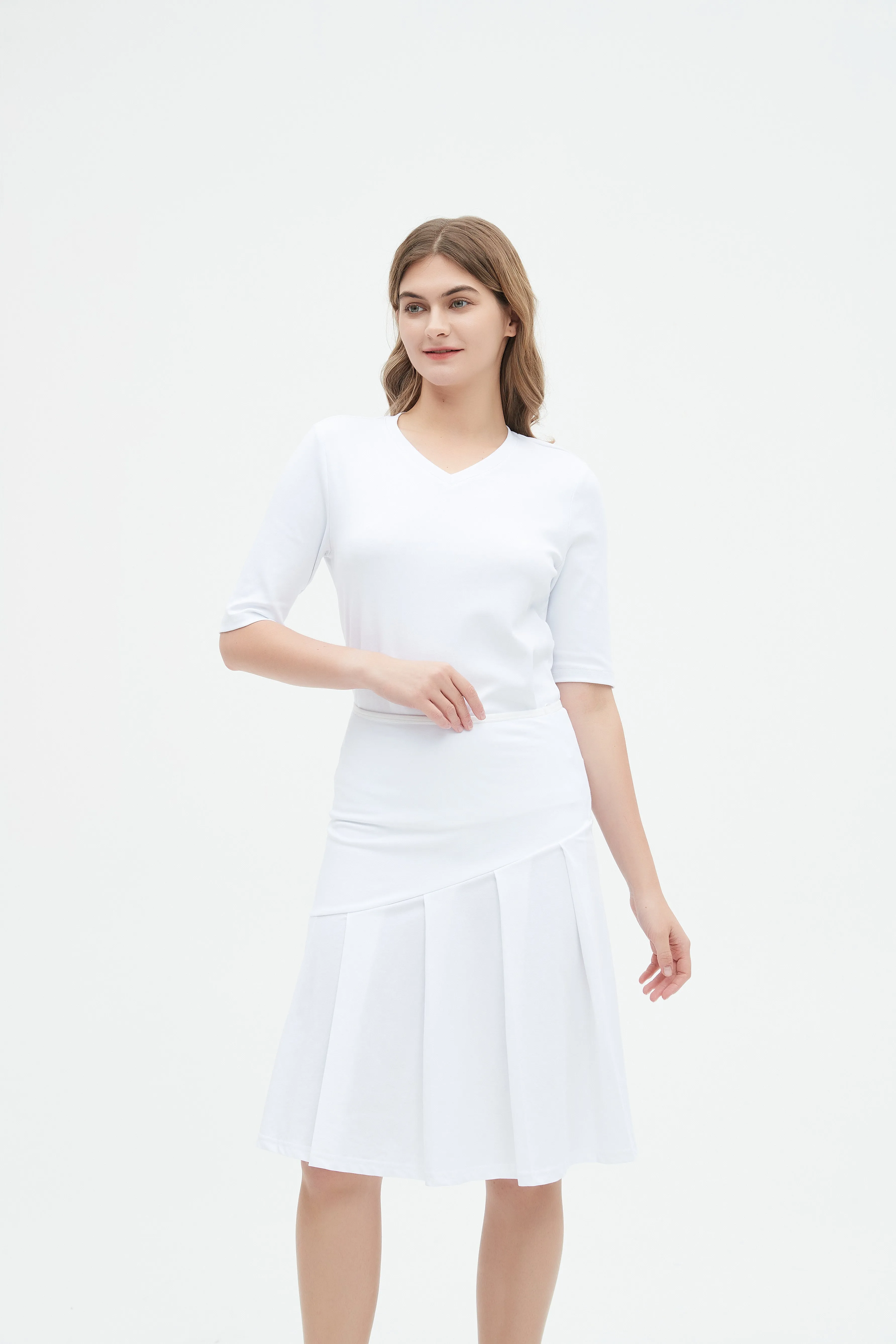 MM COTTON HALF PLEAT - WHITE