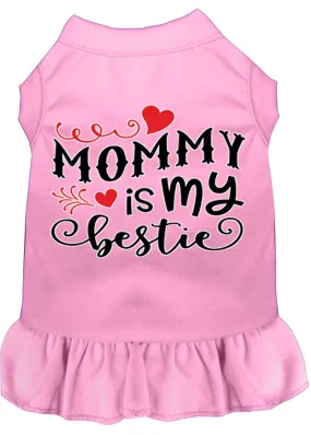 Mommy Is My Bestie Screen Print Dog Dress Light Pink Sm (10)