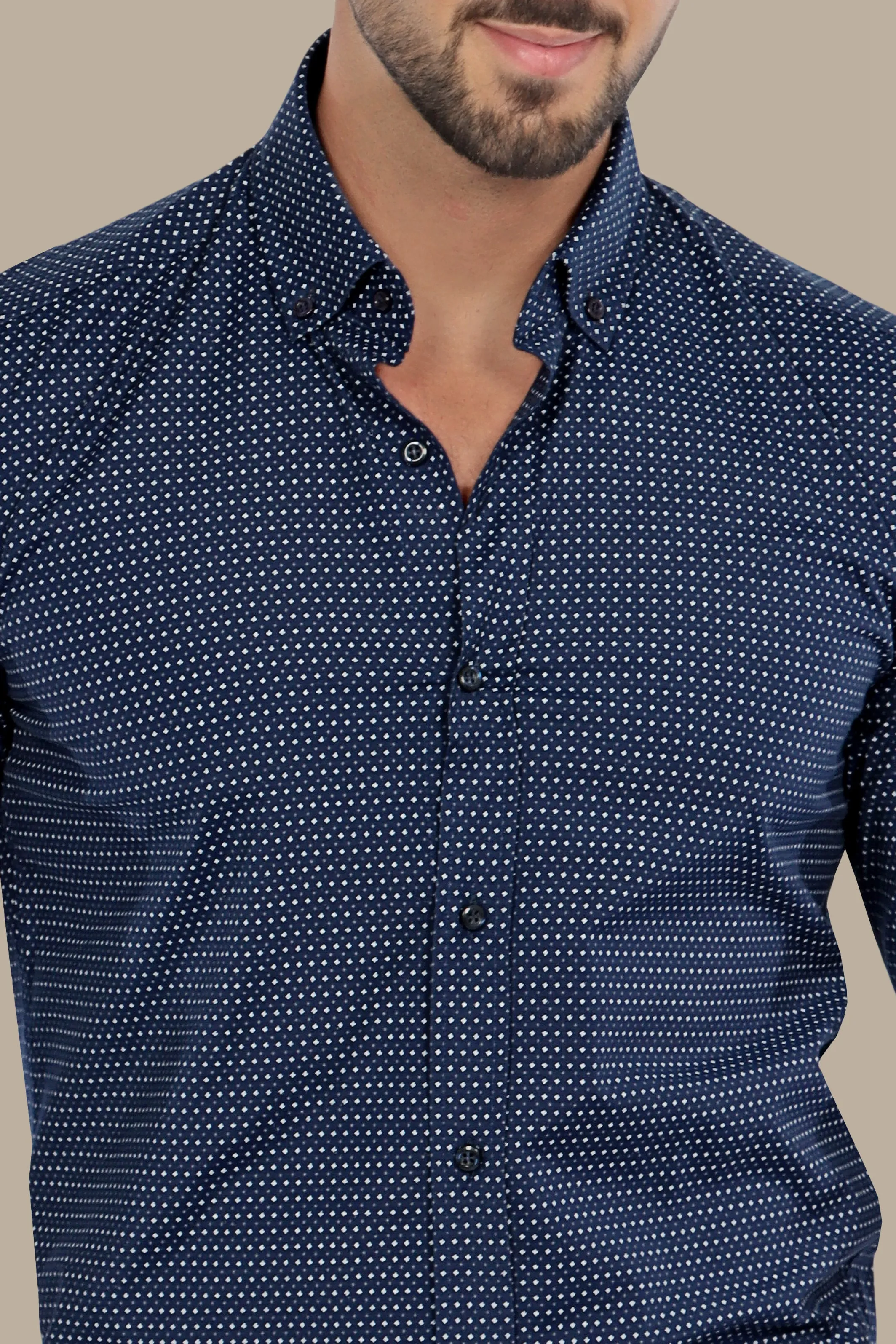 Navy Dotted Lycra Shirt