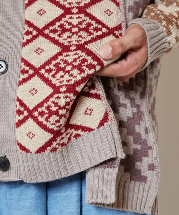 Patchwork Jacquard Knit Cardigan