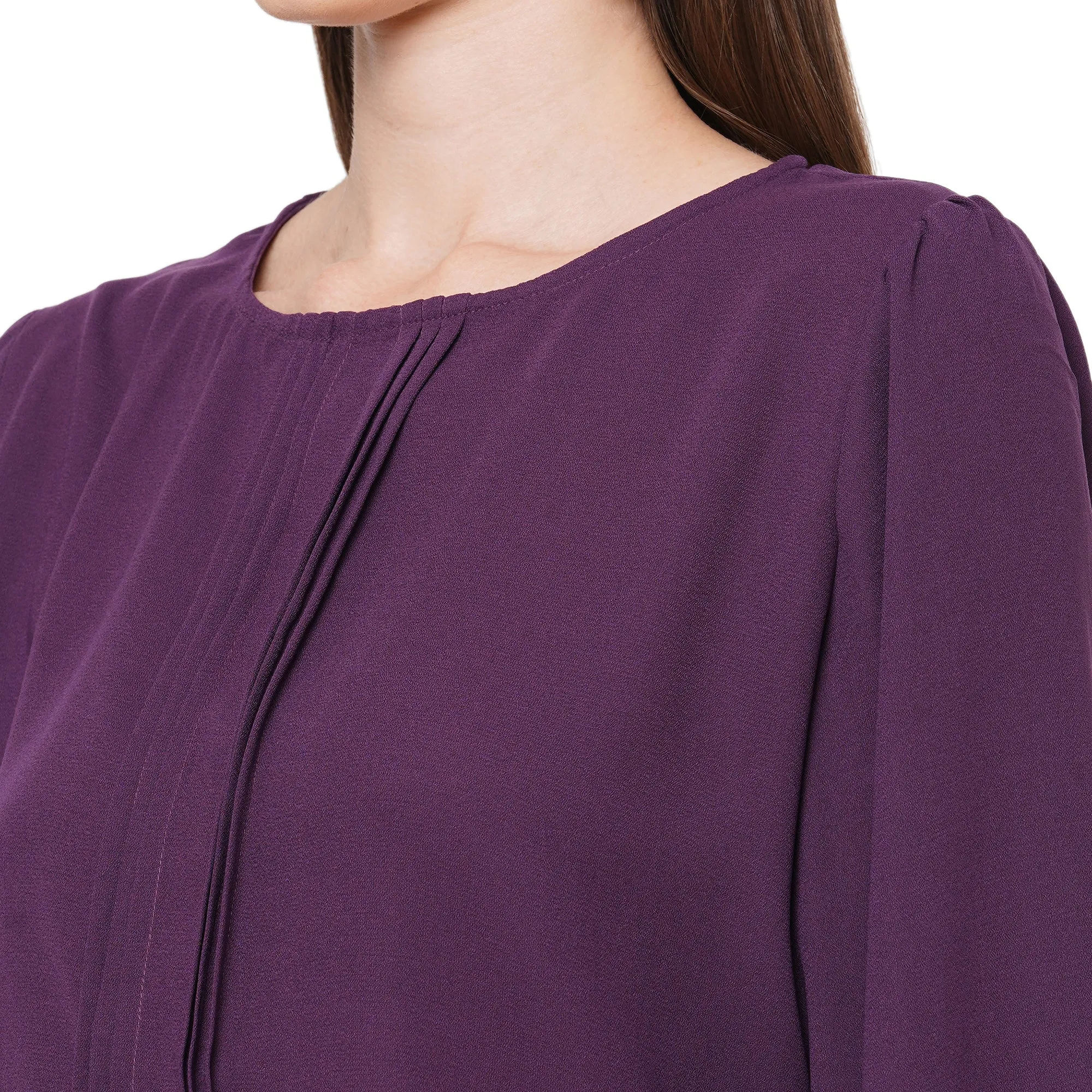 Purple Solid Top With 3/4Th Sleeves