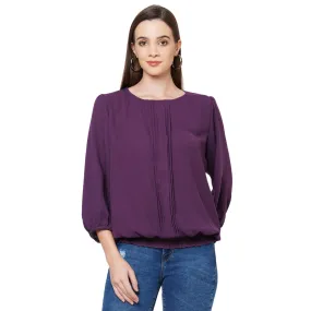 Purple Solid Top With 3/4Th Sleeves