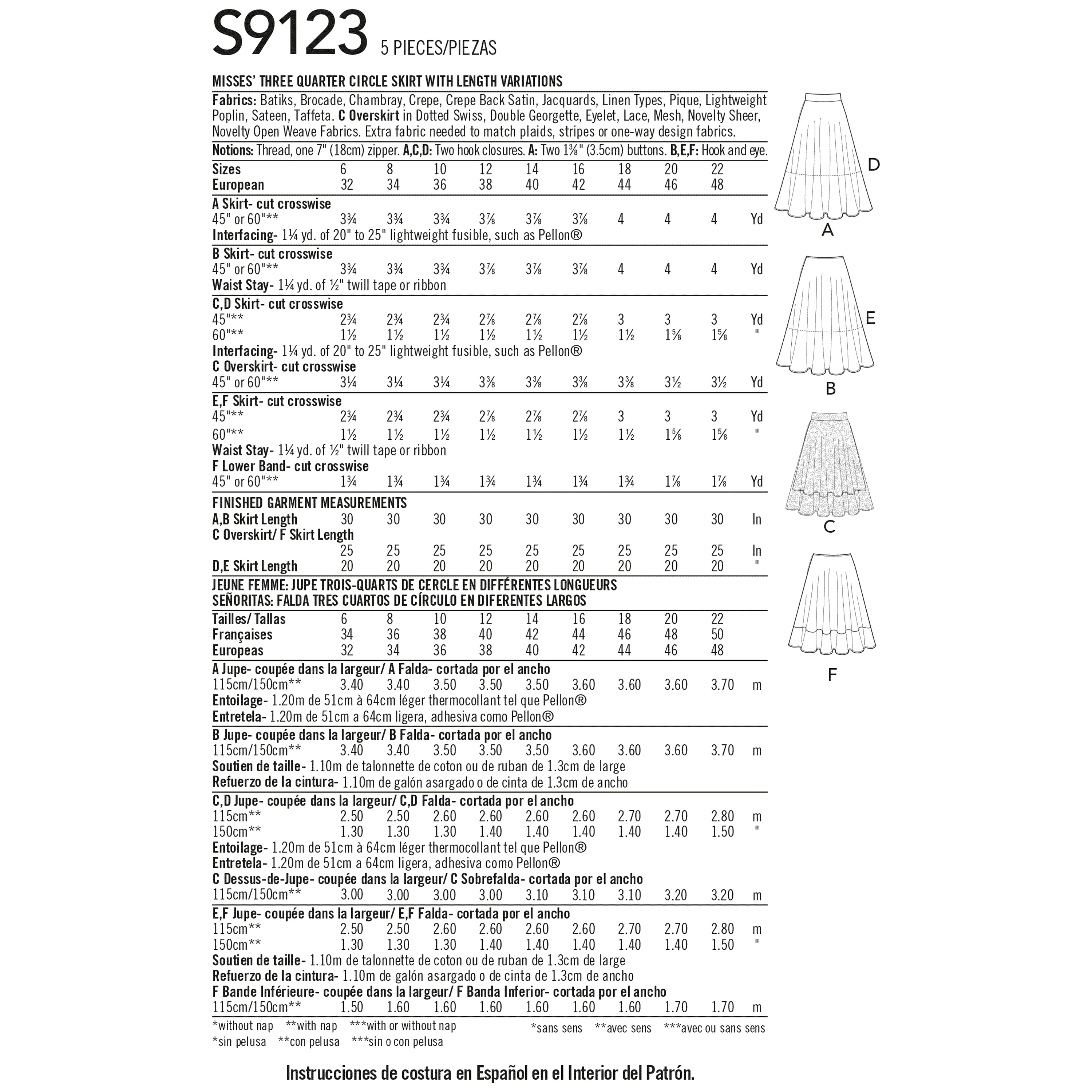 Simplicity Sewing Pattern S9123  Skirts