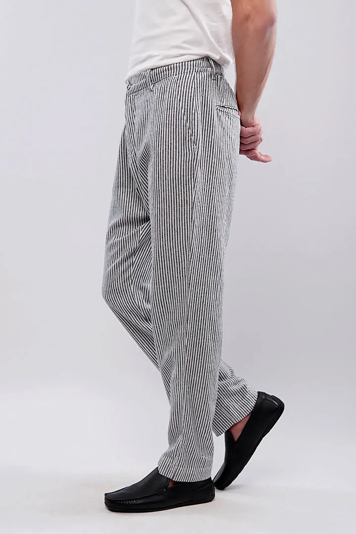 Striped Linen Pants - Black & White