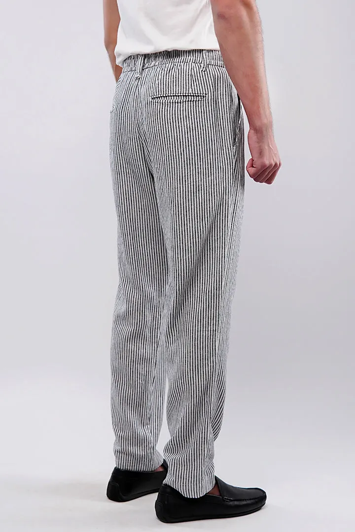 Striped Linen Pants - Black & White