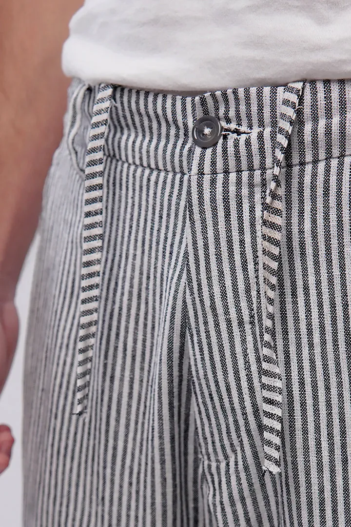 Striped Linen Pants - Black & White