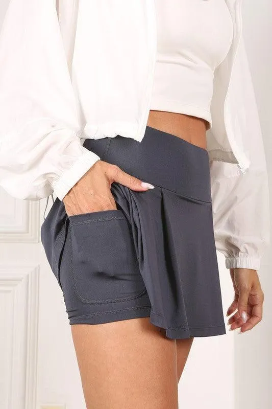 Stylish Light Fabric Tennis Skirt White Or Charcoal