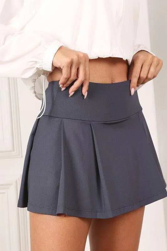 Stylish Light Fabric Tennis Skirt White Or Charcoal