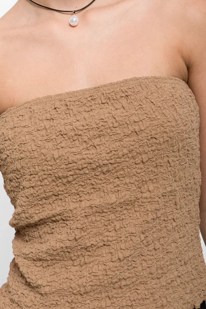 Textured Boob Tube Brown