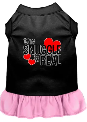 The Snuggle Is Real Screen Print Dog Dress Black With Light Pink Xl