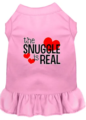 The Snuggle Is Real Screen Print Dog Dress Light Pink Sm